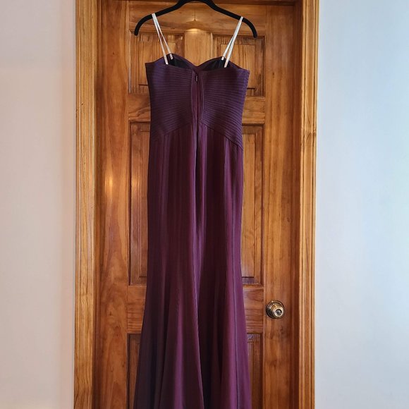 Halston Heritage Strapless Flowy Gown satin strips - Picture 3 of 10